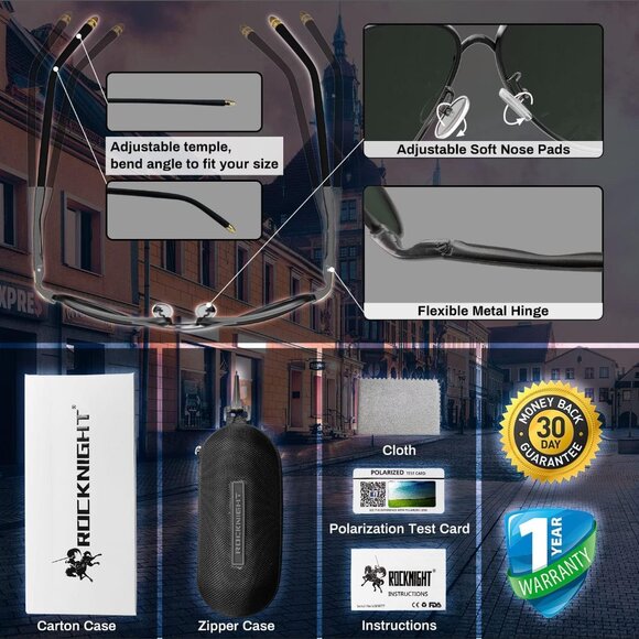 Polarized Aviator Sunglasses Metal UV400 UV Protection for Men Women Outdoor - Picture 6 of 7